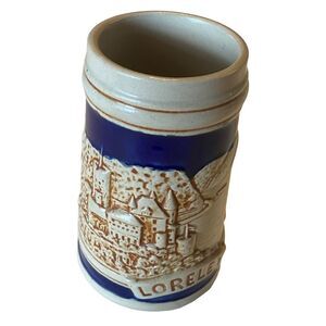 Vtg German Beer Stein LORELEY- 4 3/4” tall-HANDPAINTED No Lid